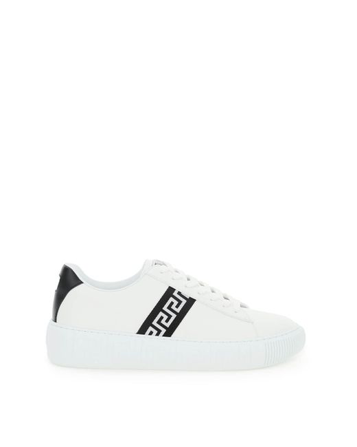 Versace White Leather Greca Sneakers for men