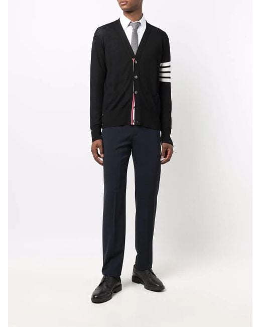 Thom Browne Black 4Bar Wool Cardigan for men
