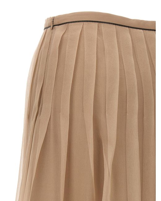 Brunello Cucinelli Natural Pleated Skirt