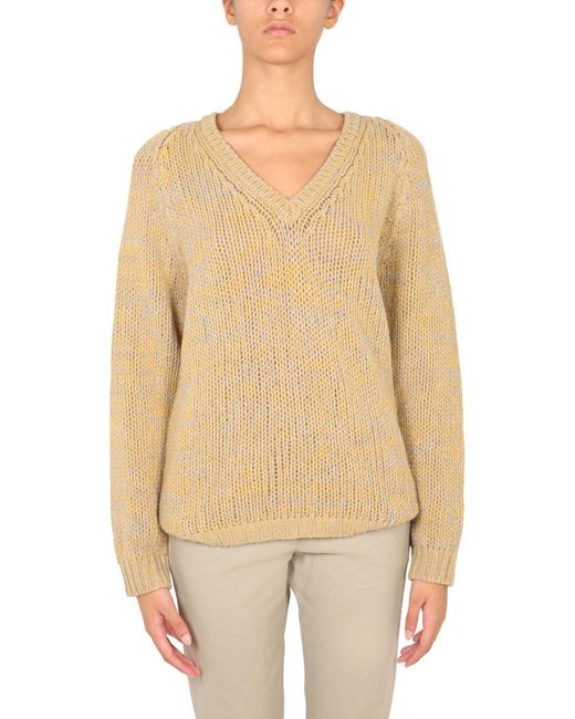 Aspesi Men's Natural V-Neck Sweater