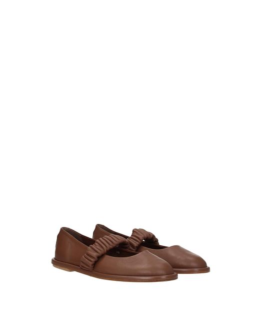 Max Mara Ballet Flats Weekend Leather Leather in Brown | Lyst