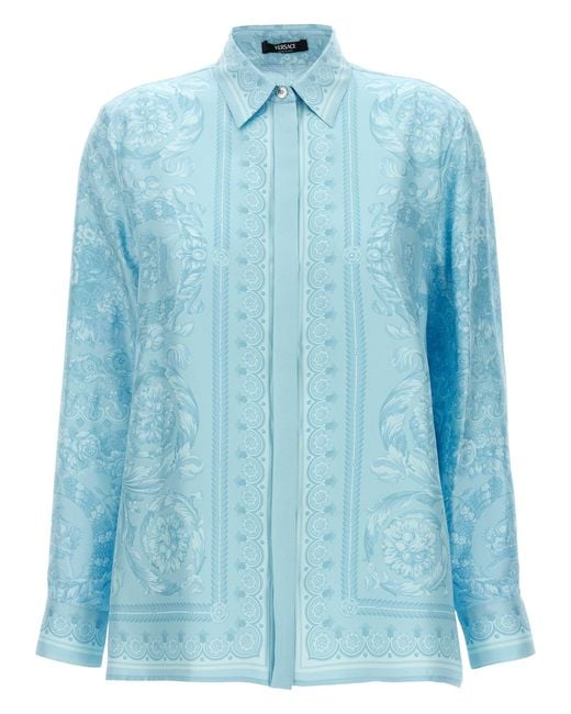 Versace Blue Barocco Shirt, Blouse
