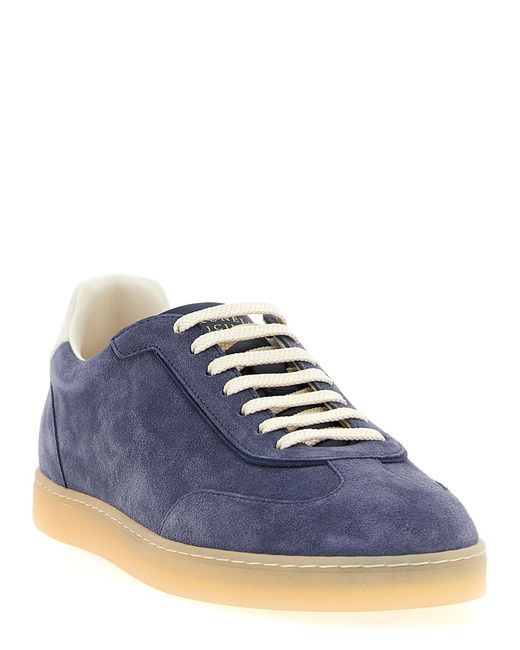 Washed Suede Sneakers Blu-Uomo di Brunello Cucinelli in Blue da Uomo