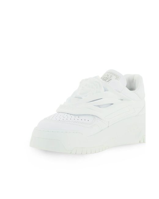 Versace White Medusa Leather Low-top Sneakers