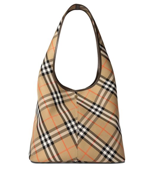 Burberry White Check Large Shoulder Bags