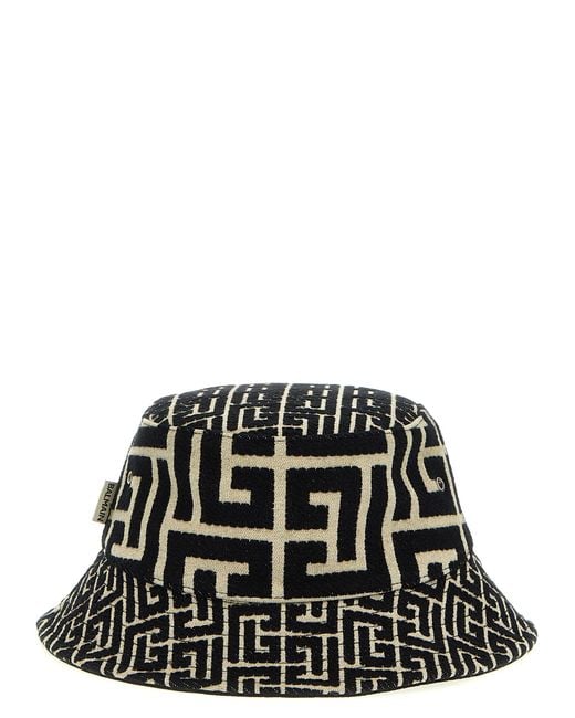 Balmain Black 'Monogram' Bucket Hat for men