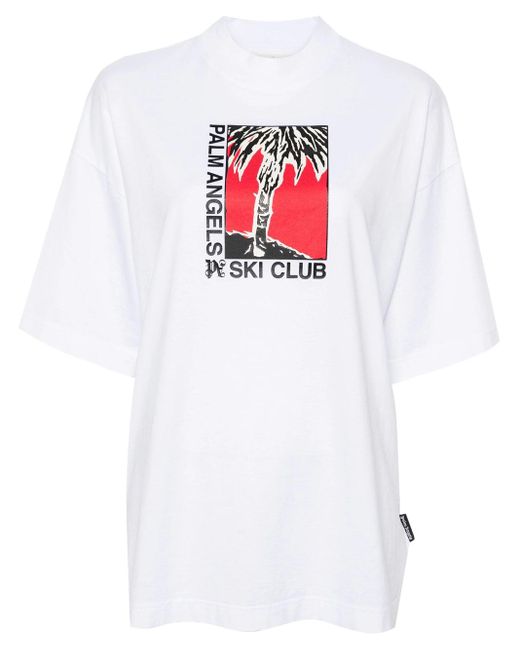T-shirt Palm Ski Club di Palm Angels in White