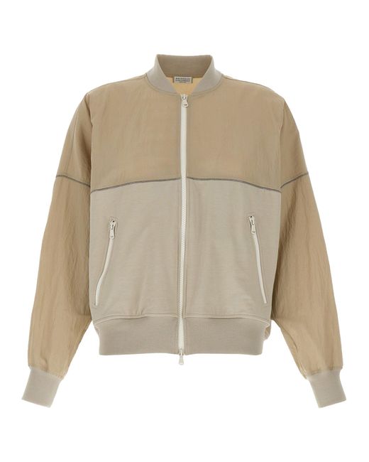 Two-Material Felpe-Donna di Brunello Cucinelli in Natural