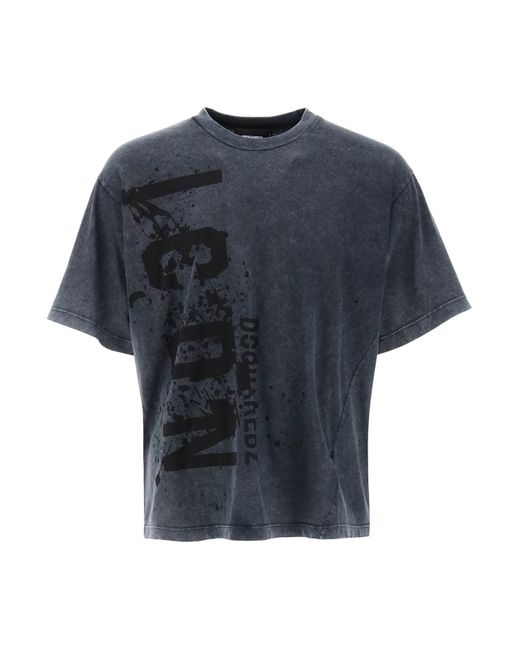 DSquared² Blue Iron Fit Icon Splash T Shirt for men