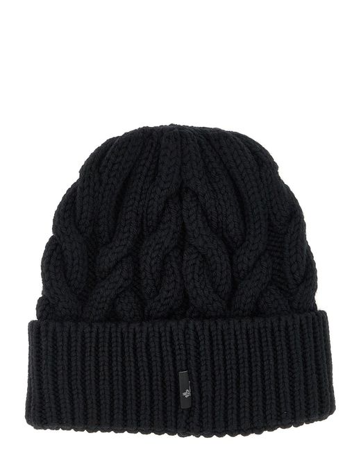 Braided Wool Beanie Cappelli Nero-Donna di Moncler in Black