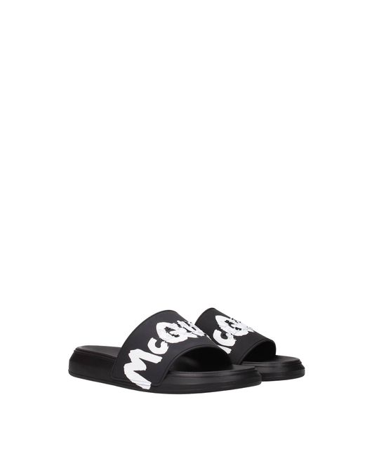 Alexander McQueen Black Slippers And Clogs Rubber for men