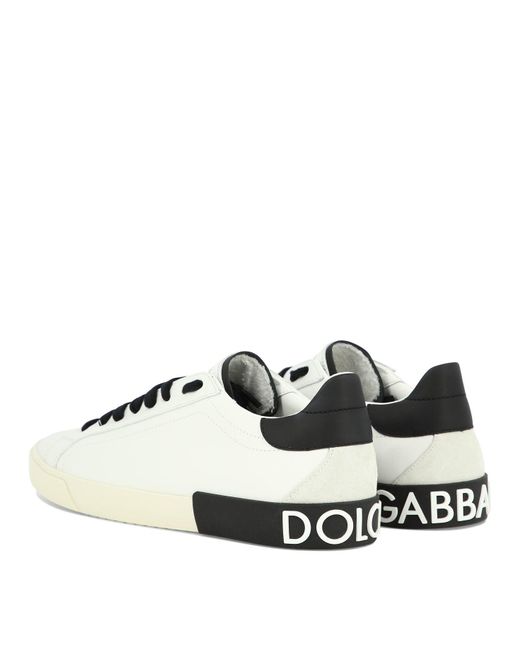 Sneakers portofino low top bianche e nere di Dolce & Gabbana in Multicolor da Uomo