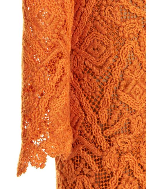 Ermanno Scervino Orange Macramé Lace Dress