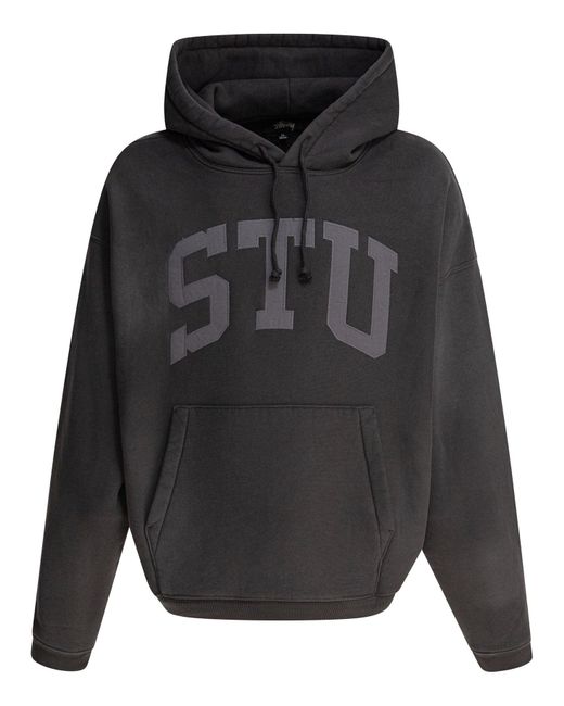 Stussy Black Hoodie "Stu" for men