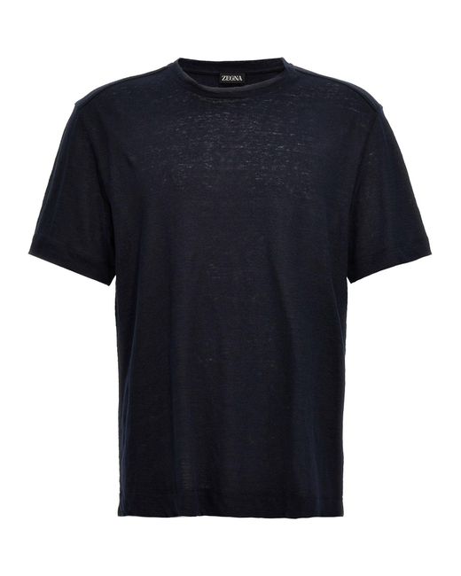 Zegna Black Linen T-Shirt for men
