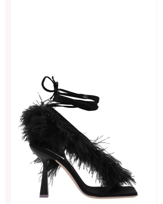 Sebastian Milano Black 'Feather Wrap' Sandals