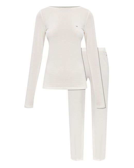 Emporio Armani White Silk Long Sleeve Top