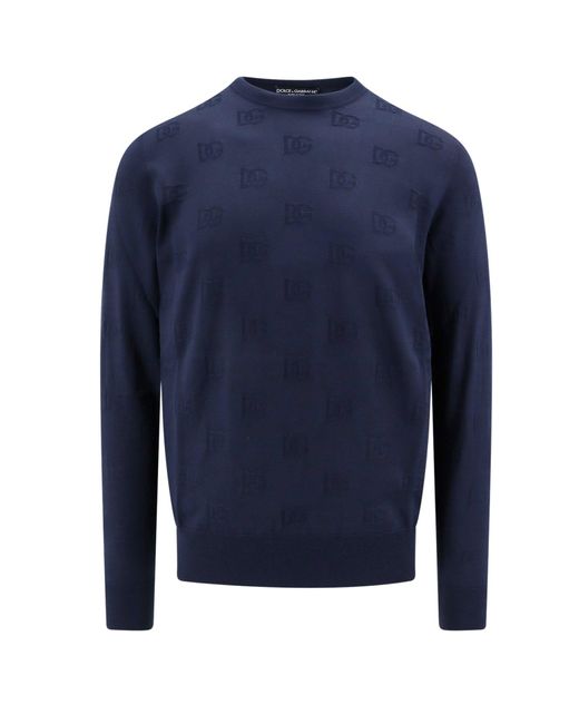 Dolce & Gabbana Blue Dg Allover Sweater for men