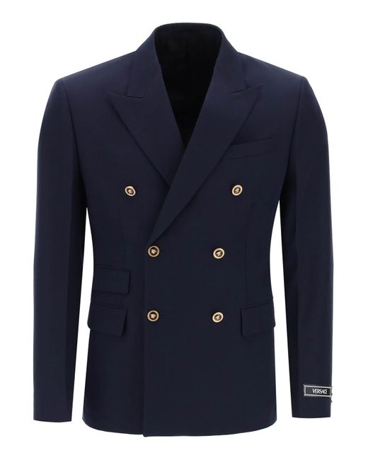 Versace Blue Tailored Jacket With Medusa Buttons for men