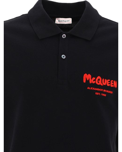 Alexander MC Queen "MC Queen Graffiti" Polo di Alexander McQueen in Black da Uomo