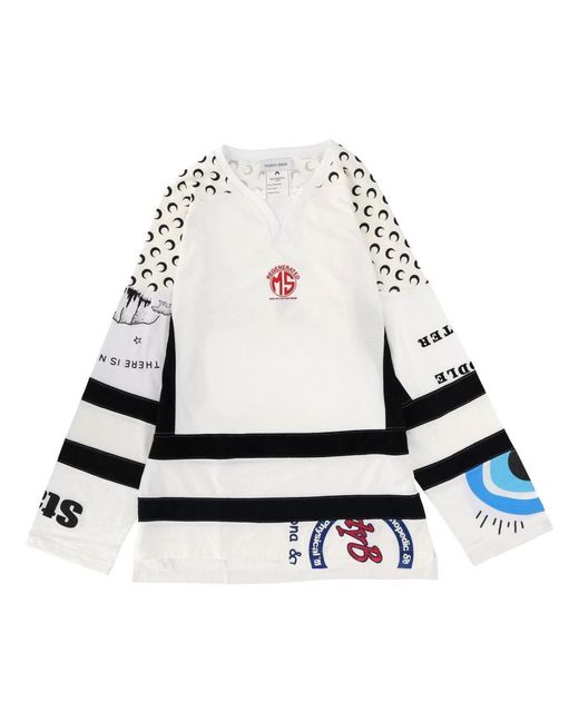 MARINE SERRE White "Upcycle Graphic" Field Hockey T-Shirt for men