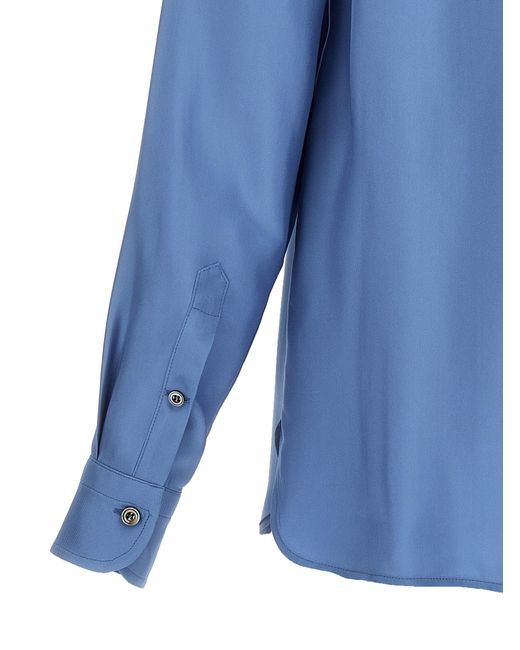 Pleated Plastron Shirt Camicie Celeste di Tom Ford in Blue