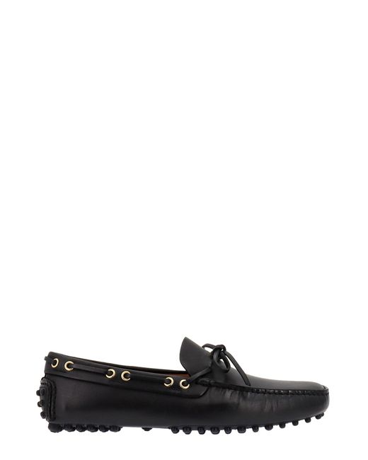 Car Shoe Black Leather Loafers for men