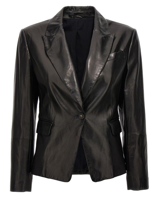 Leather Blazer Blazer And Suits Nero di Brunello Cucinelli in Black