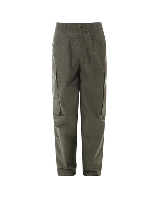The Silted Company Green Cotton And Linen Trouser for men