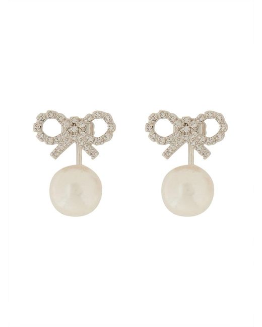 Earrings With Bow-Donna di Self-Portrait in White