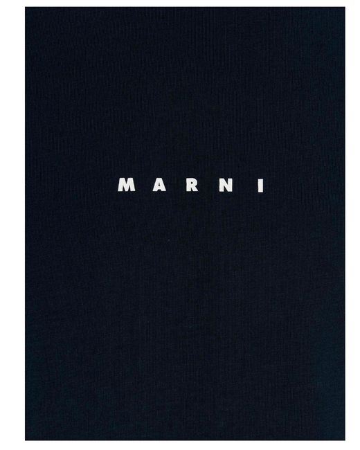 Marni Blue Logo Printed T-Shirt for men