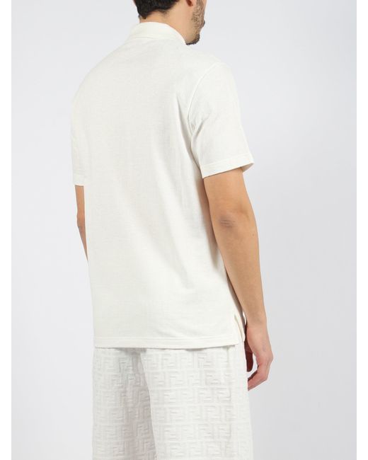 Fendi White Ff Pique` Polo Shirt for men