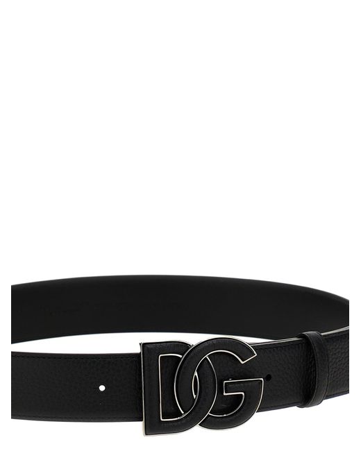 Logo Leather Belt Cinture Nero di Dolce & Gabbana in Black da Uomo