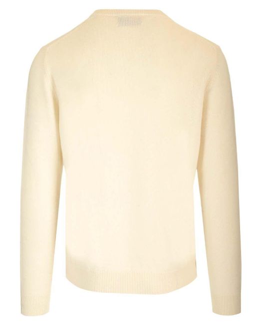 Ballantyne Natural Double Yarn Cashmere Diamond Sweater Knitwear White for men