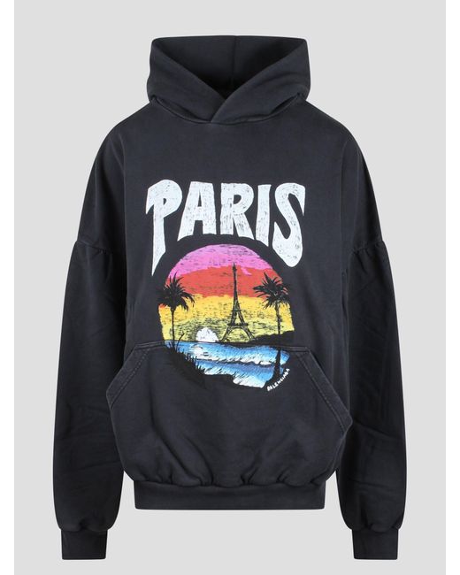 Paris tropical round hoodie di Balenciaga in Gray