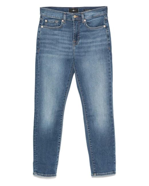 7 For All Mankind Blue Slim Mid-Rise Jeans