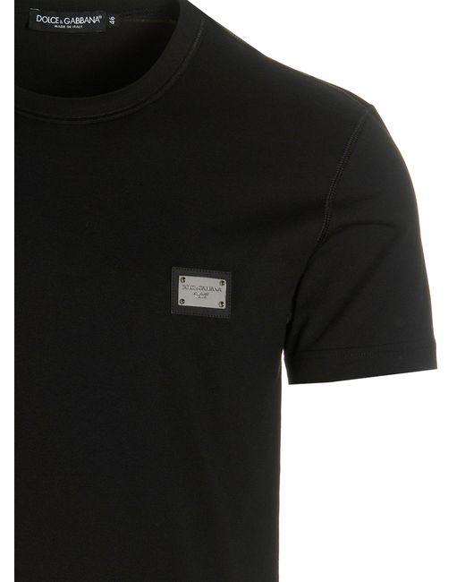 Dg Essential T Shirt Nero di Dolce & Gabbana in Black da Uomo