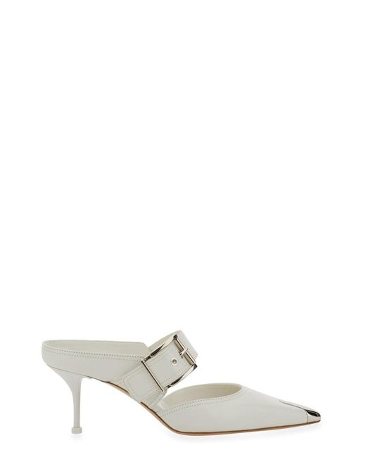 Alexander McQueen White Punk Sandal With Buckle