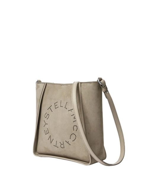 Stella McCartney Gray Alter Suede Shoulder Bag With Piping Details
