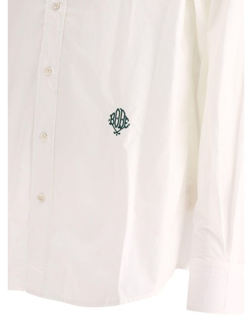 Bode White Monogrammed Poplin Shirt for men
