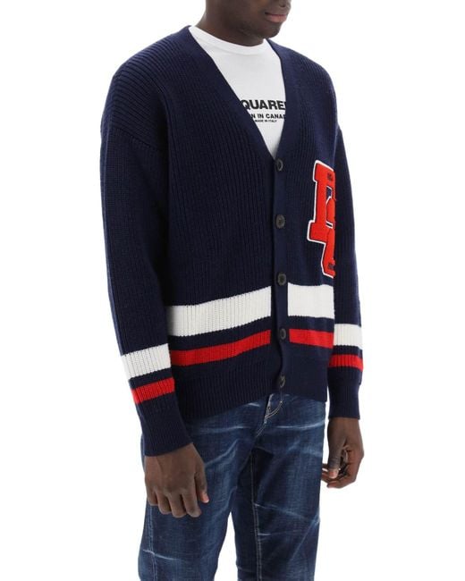 DSquared² Varsity Cardigan With D2 Patch in Blue for Men Lyst