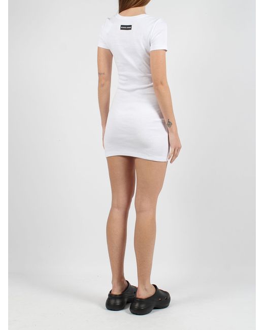 MARINE SERRE White Organic Cotton Rib T-Shirt Dress