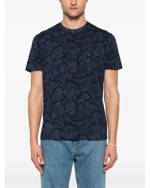 Etro Blue T-Shirt Roma for men