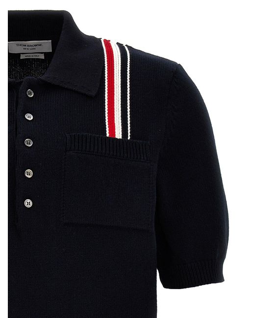 Thom Browne Black 'Jersey Stitch' Polo Shirt for men