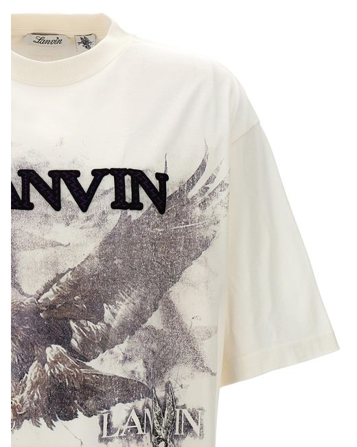 Logo Print T Shirt Bianco di Lanvin in White da Uomo