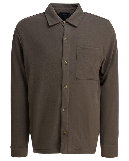 Vince Men's Green Cotton Suede Overshirt Jacket