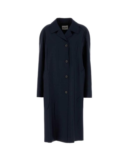Miu Miu Blue Mohair Blend Oversize Overcoat