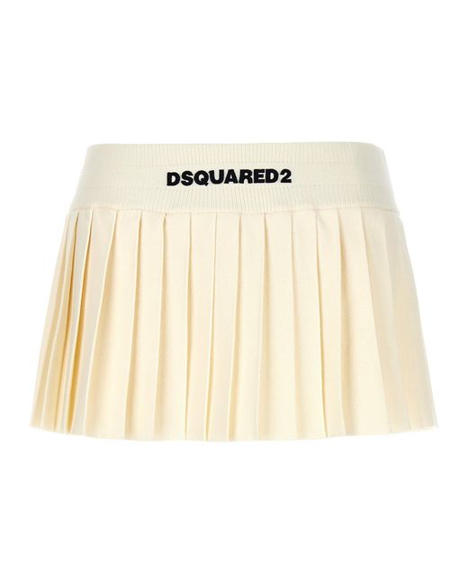 Mini Pleated Skirt Gonne Bianco di DSquared² in Natural