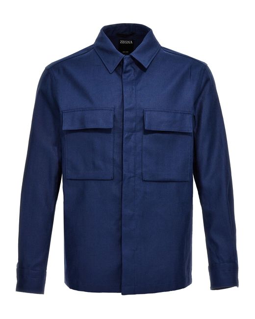 Linen Jacket Giacche Blu di Zegna in Blue da Uomo