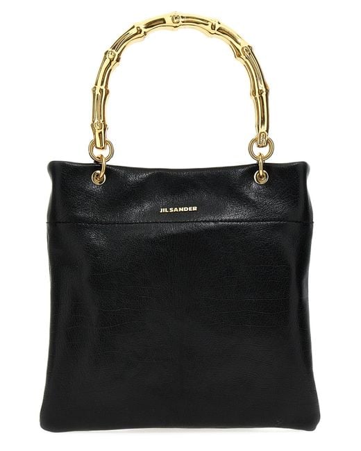 Jil Sander Black Small Leather Shopping Bag Tote Bag